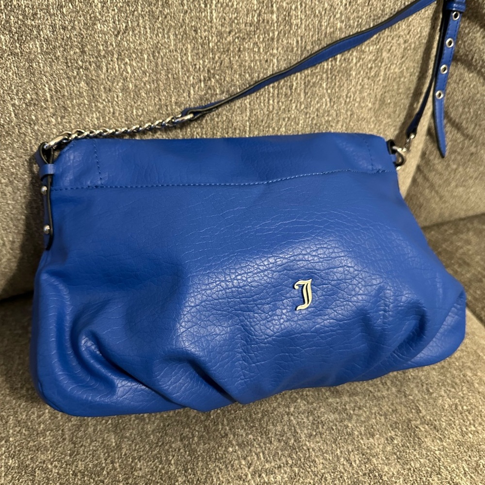 Juicy Couture Cobalt Blue Crossbody - Fold Over Faux Leather Handbag - Picture 11 of 12